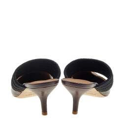 Pre Owned Malone Souliers Brown/Black Python Leather And Cord Maisie Pointed Toe Mules Sandals Size 38