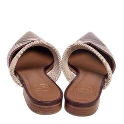 Pre Owned Malone Souliers Brown Lizard Embossed Leather Maisie Pointed-Toe Flats Size 39.5