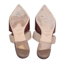 Pre Owned Malone Souliers Brown Lizard Embossed Leather Maisie Pointed-Toe Flats Size 39.5