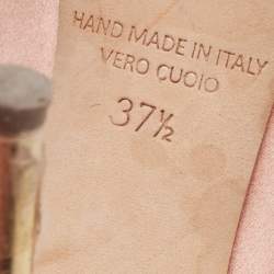 Pre Owned Malone Souliers Peach Pink/Gold Satin and Leather Maureen Pumps Size 37.5