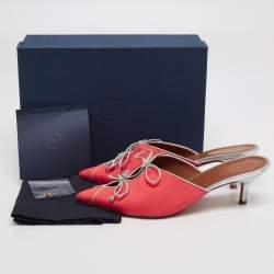 Pre Owned Malone Souliers Pink/Silver Canvas And Leather Maisie Sandals Size 40