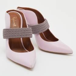 Pre Owned Malone Souliers by Roy Luwolt Pink Leather Maisie Pointed Toe Mules Size 38