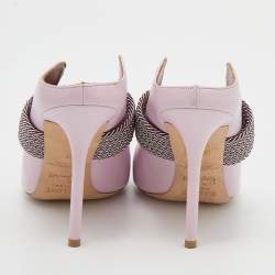 Pre Owned Malone Souliers by Roy Luwolt Pink Leather Maisie Pointed Toe Mules Size 38