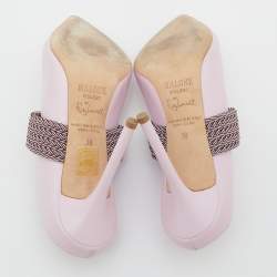 Pre Owned Malone Souliers by Roy Luwolt Pink Leather Maisie Pointed Toe Mules Size 38