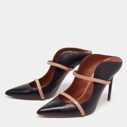 Pre Owned حذاء سلايد مالون سولييه ماورين جلد أسود مقدمة مدببة مقاس 40