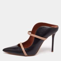 Pre Owned حذاء سلايد مالون سولييه ماورين جلد أسود مقدمة مدببة مقاس 40