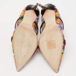 Pre Owned صندل مالون سولييه مورين جلد وكانفاس متعدد الألوان طبعة زهور مقاس 38