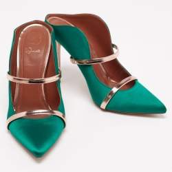 Pre Owned صندل  مولز مالون سولييه  مورين ساتان وردي / أخضر مقاس 38