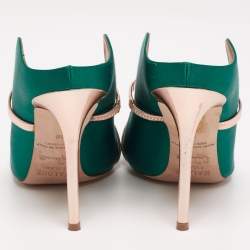 Pre Owned صندل  مولز مالون سولييه  مورين ساتان وردي / أخضر مقاس 38