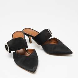 Malone Souliers Black Satin Crystal Embellished Maite Sandals Size 40