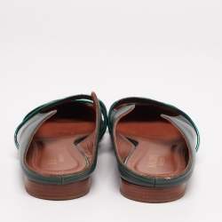 Pre Owned Malone Souliers Green Leather Maureen Pointed-Toe Flats Size 41