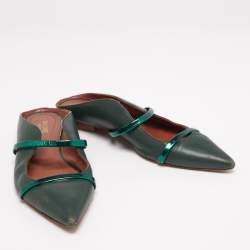 Pre Owned Malone Souliers Green Leather Maureen Pointed-Toe Flats Size 41