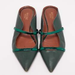 Pre Owned Malone Souliers Green Leather Maureen Pointed-Toe Flats Size 41