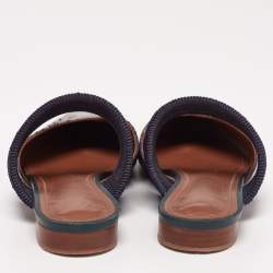 Pre Owned Malone Souliers Grey/Blue Python Leather Maisie Flat Mules 37.5