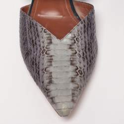 Pre Owned Malone Souliers Grey/Blue Python Leather Maisie Flat Mules 37.5