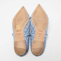 مملوكة مسبقًا حذاء فلات مالون سولييه ماورين جلد وساتان أزرق مبطن مقاس 38 