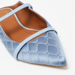 مملوكة مسبقًا حذاء فلات مالون سولييه ماورين جلد وساتان أزرق مبطن مقاس 38 