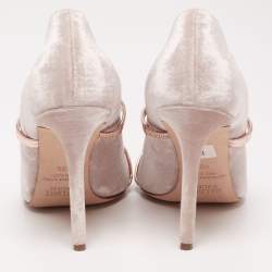 Pre Owned حذاء كعب عالي مانولو بلانيك مورين قطيفة رصاصي مقاس 40.5