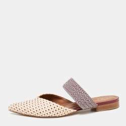 Pre Owned Malone Souliers Multicolor Raffia Maisie Flat Mules Size 36