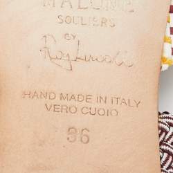 Pre Owned Malone Souliers Multicolor Raffia Maisie Flat Mules Size 36