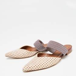 Pre Owned Malone Souliers Multicolor Raffia Maisie Flat Mules Size 36