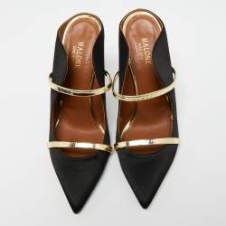 Pre Owned Malone Souliers Black Satin Maureen Pointed Toe Mules Size 41