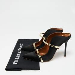 Pre Owned Malone Souliers Black Satin Maureen Pointed Toe Mules Size 41