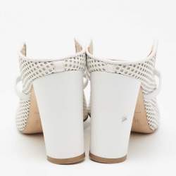 Pre Owned Malone Souliers White Leather Norah Block Heel Sandals Size 38.5