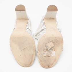 Pre Owned Malone Souliers White Leather Norah Block Heel Sandals Size 38.5