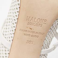Pre Owned Malone Souliers White Leather Norah Block Heel Sandals Size 38.5