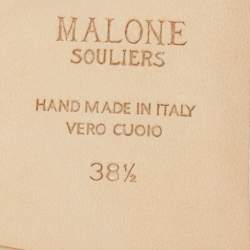 مملوكة مسبقًا Malone Souliers Metallic Silver Croc Embossed Leather Perla  Flat Sandals Size 38.5