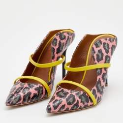 Pre Owned Malone Souliers Multicolor Watersnake and Leather Maureen Pointed Toe Mules Size 37.5