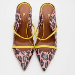 Pre Owned Malone Souliers Multicolor Watersnake and Leather Maureen Pointed Toe Mules Size 37.5