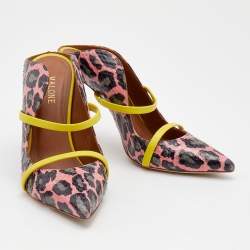 Pre Owned Malone Souliers Multicolor Watersnake and Leather Maureen Pointed Toe Mules Size 37.5