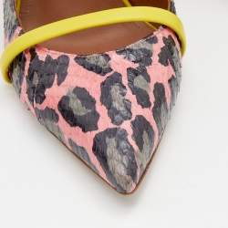 Pre Owned Malone Souliers Multicolor Watersnake and Leather Maureen Pointed Toe Mules Size 37.5