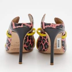 Pre Owned Malone Souliers Multicolor Watersnake and Leather Maureen Pointed Toe Mules Size 37.5