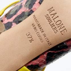 Pre Owned Malone Souliers Multicolor Watersnake and Leather Maureen Pointed Toe Mules Size 37.5