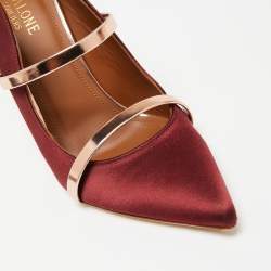 مملوكة مسبقًا Malone Souliers Burgundy Satin Maureen Mules Size 37.5