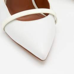 مملوكة مسبقًا Malone Souliers White Leather Maureen Pointed Toe Pumps Size 36.5