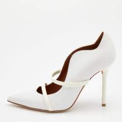 مملوكة مسبقًا Malone Souliers White Leather Maureen Pointed Toe Pumps Size 36.5
