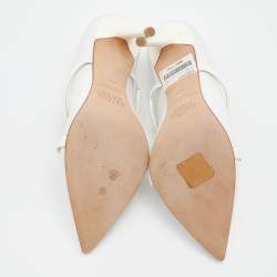 مملوكة مسبقًا Malone Souliers White Leather Maureen Pointed Toe Pumps Size 36.5