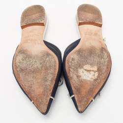 Pre Owned Malone Souliers Navy Blue/Silver Canvas Maisie Sandals Size 38