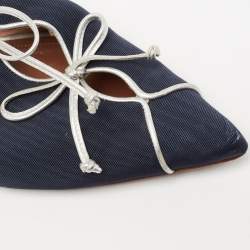 Pre Owned Malone Souliers Navy Blue/Silver Canvas Maisie Sandals Size 38