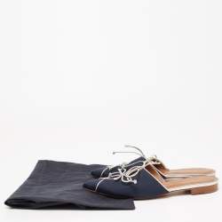 Pre Owned Malone Souliers Navy Blue/Silver Canvas Maisie Sandals Size 38