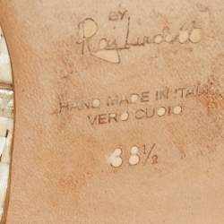 Pre Owned Malone Souliers Cream/Gold Woven Leather Maureen Flats Size 38.5