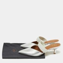 Pre Owned Malone Souliers Silver Leather Maisie Mule Sandals Size 37.5