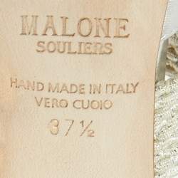 Pre Owned Malone Souliers Silver Leather Maisie Mule Sandals Size 37.5