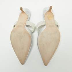 Pre Owned Malone Souliers Silver Leather Maisie Mule Sandals Size 37.5