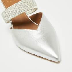 Pre Owned Malone Souliers Silver Leather Maisie Mule Sandals Size 37.5