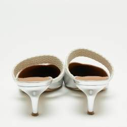 Pre Owned Malone Souliers Silver Leather Maisie Mule Sandals Size 37.5